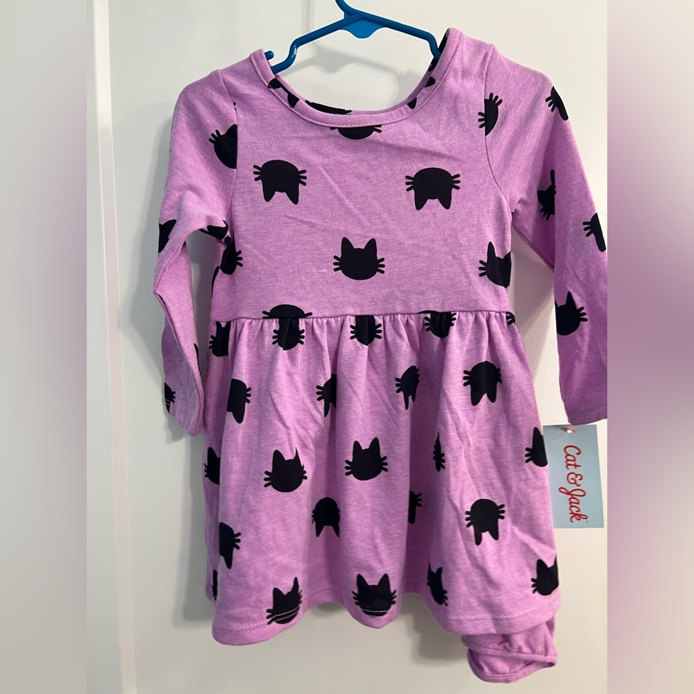 New Halloween Purple Cat & Jack Kitty Cat Dress Size 18 months NWT fall spooky